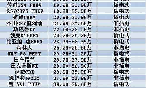 混动汽车排名及价格表大全最新_混动汽车十大名牌排名及价格
